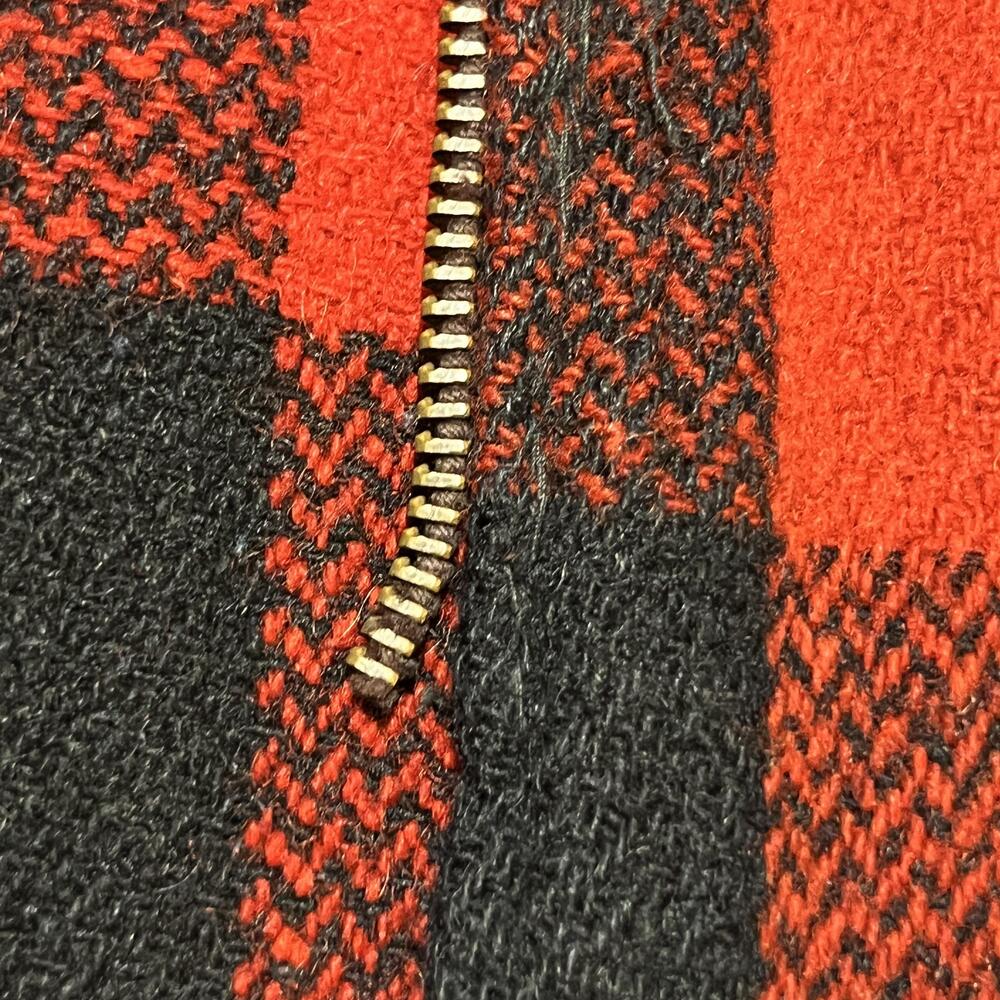 Vintage Melton Mackinaw 50s Jacket Mens Medium Red Black Buffalo Plaid Wool Zip - Picture 5 of 14